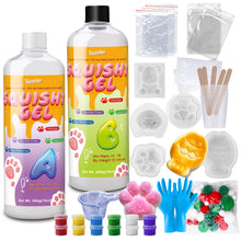 Carica l'immagine nel visualizzatore di Gallery, Kit Liquido Silicone per Squishy Taba, 1000g con 5 Stampi (Zampa Gatto, 2 Criceti, Orso, Taiyaki), Senza Bolle, Indurime