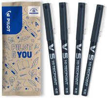 Carica l&#39;immagine nel visualizzatore di Gallery, PILOT - Set di 4 V5 - Penna roller con Inchiostro liquido e punta Fine per una scrittura fluida e precisa - Asciugatura rapida, non sanguina - Nero - Punta Fine (0,5 mm)