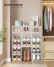 Carica l'immagine nel visualizzatore di Gallery, SONGMICS Set di 6 Scatole per Scarpe, in Plastica, Impilabile, Trasparente