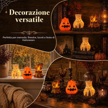 Carica l'immagine nel visualizzatore di Gallery, Candele LED Halloween set 9 pezzi, zucca, albero e mano di mostro