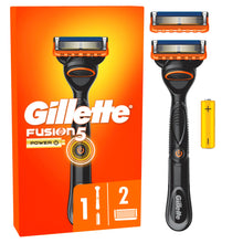 Carica l'immagine nel visualizzatore di Gallery, Gillette Fusion 5 Power Rasoio Barba, 2 Lamette di Ricambio, Multicolore
