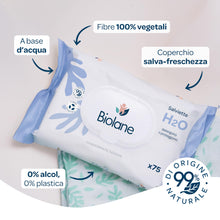 Carica l'immagine nel visualizzatore di Gallery, BIOLANE - Salviette neonato all’Acqua - 225 Salviettine (3x75) - Detergenti Delicate per Neonati - 99% Ingredienti di Or