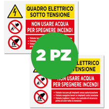 Carica l'immagine nel visualizzatore di Gallery, 2 Adesivi Quadro Elettrico Sotto Tensione | Dimensioni cm 15x10 | Segnaletica di Pericolo | Per Interno ed Esterno | In 