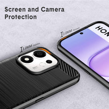 Carica l'immagine nel visualizzatore di Gallery, Custodia Cover per Honor 600 Smart 5G e 2 Vetro Temperato, Spazzolata e Fibra di Carbonio Morbido Silicone TPU Antigraff