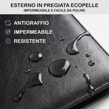 Carica l'immagine nel visualizzatore di Gallery, NEWYES Cartellina di conferenze Zipper in PU cuoio, A4, Regalo Uomo &amp; Regalo Donna, Cartella di documenti da viaggio, Portafoglio portafoglio da viaggio, Cartella organizer personale Agend, Nero