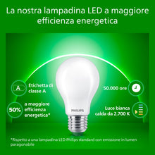 Carica l'immagine nel visualizzatore di Gallery, Philips LED Lampadina Goccia Classe A Ultra Efficiente a Risparmio Energetico, Vetro Smerigliato, 60W, E27, Luce Bianca 