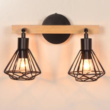 Carica l'immagine nel visualizzatore di Gallery, iDEGU 2 Luci Applique da Parete Interno Industrial Vintage E14 Lampada da Parete in Metallo e Legno Orientabile Lampada 