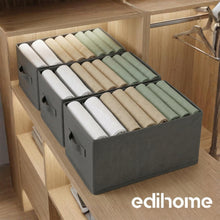 Carica l'immagine nel visualizzatore di Gallery, edihome, Organizer Armadio con Divisori per Cassetti, Contenitori Salvaspazio per Vestiti e Jeans, Organizzatore Pieghevole per Magliette e Biancheria (Pack 3 unità - 8 Divisori - Grigio scuro)