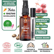 Carica l&#39;immagine nel visualizzatore di Gallery, Bionoble Olio di Ricino Biologico 50ml - 100% Puro, Naturale e Pressato a Freddo - Ciglia, Sopracciglia, Capelli, Barba, Unghie - Vegan Castor Oil - Bottiglia di Vetro + Pipetta + Pompa + Kit Mascara