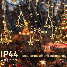 Carica l'immagine nel visualizzatore di Gallery, Lypumso Tenda Luminosa Natale, 3.5M Luci di Natale 8 Modalità, 120LEDs Catena Luminosa Natalizie Batteria/USB IP44 con Funzione di Timer, per Decorazioni Esterno/Interno, Finestra, Giardino, Balcone