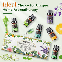Carica l'immagine nel visualizzatore di Gallery, AESHORY Set di Oli Essenziali per Diffusori 6 x 10ML, 100% Puri Naturali Olio Essenziale Profumate per Aromaterapia, SPA, Massaggio - Lavanda, Tea Tree, Menta Piperita, Eucalipto, Arancia Dolce