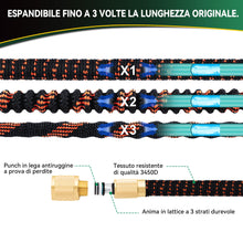 Carica l'immagine nel visualizzatore di Gallery, Tubo Flessibile da Giardino 15.24m/50ft Tubo Estensibile da Giardino con 10 Ugelli di Spruzzo Connettore in Ottone Tessuto di 3450D Tubo Acqua Giardino con Anima in Lattice a 3 Strati
