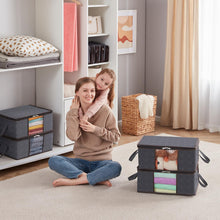 Carica l&#39;immagine nel visualizzatore di Gallery, Lifewit 3 Pezzi 35L Scatole per Vestiti, Scatola per Armadio Pieghevole, scatoloni per trasloco, contenitori sottoletto per Coperte, Biancheria da Letto, Grigio
