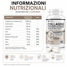 Carica l'immagine nel visualizzatore di Gallery, NutrexLab Collagene Bovino Idrolizzato Acido Ialuronico 2100mg 180 Cpr