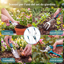 Carica l'immagine nel visualizzatore di Gallery, 7 pezzi Set di attrezzi da giardino, attrezzi da giardino in acciaio inossidabile