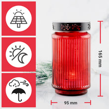 Carica l'immagine nel visualizzatore di Gallery, Hofer Candele, luce solare a LED in vetro [rosso] 3 anni di durata della luce, resistente alle intemperie, per esterni, 