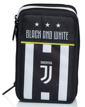 Carica l&#39;immagine nel visualizzatore di Gallery, Seven Astuccio Scuola Juventus 3 Zip, Bianco Nero, Triplo Scomparto Completo di Matite, Penne e Pennarelli, Accessori Juventus Scuola, Accessori per Zaino Bambini e ragazzi