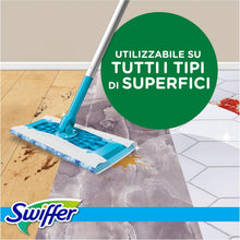 Carica l'immagine nel visualizzatore di Gallery, Swiffer Starter Kit Manico Scopa + 8 Panni Pavimenti + 3 Lavapavimenti