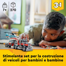 Carica l&#39;immagine nel visualizzatore di Gallery, LEGO Creator 3 in 1 Autocarro con Elicottero, Giochi per Bambini e Bambine da 7 Anni, Camion Giocattolo Ricostruibile in Aereo e Cisterna o in Auto da Corsa e SUV, Idea Regalo di Compleanno 31146