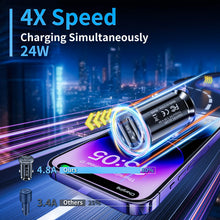 Carica l'immagine nel visualizzatore di Gallery, Adattatore Accendisigari USB, 24W/4.8A Caricatore USB Auto 2 Porte Presa 12-24V Accendisigari Carica Cellulare per iPhon