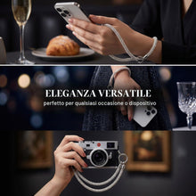 Carica l'immagine nel visualizzatore di Gallery, 2 Pezzi Cordino per Cellulare da Polso, Laccio per Cellulare con Strass Argento e Piastrina in Acciaio Inossidabile, Lac