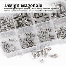 Carica l'immagine nel visualizzatore di Gallery, 290 Pezzi Viti Senza Testa Esagonale, M3 M4 M5 M6 M8 Viti per Maniglia Porta in Acciaio Inossidabile Assortimento, Vite 