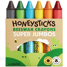 Carica l'immagine nel visualizzatore di Gallery, Honeysticks Super Jumbo Pastelli di Cera (Pacco da 6) - 100% Cera d'Api