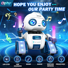Carica l'immagine nel visualizzatore di Gallery, Ophy Robot Bambini, Funzione di Proiezione Innovativa, Robot Telecomandato con Controllo Gestuale, Occhi a LED, Musica, Robot Giocattoli per bambini e bambine di 3 4 5 6 7 8 9 10 11 12 anni
