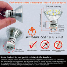 Carica l'immagine nel visualizzatore di Gallery, EACLL Lampadine LED GU10 4.9W Equivalente a Alogena 75W, Pacco da 10, 585lm 6000K Bianco Freddo, Faretti AC 230V senza S