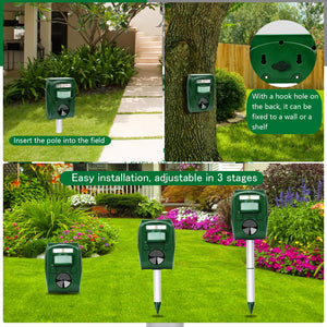 ANIREPUR Repellente Gatti, Ultrasonico Solare Alimentato Animale Deterrente per Giardino Piccioni, Uccelli, Cani, Gatti, Topi，Volpi, 5 Modalità Regolabili