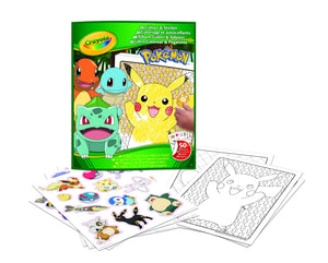 CRAYOLA - Album da colorare con sticker Pokemon, 32 Pagine Divertenti e 4 Fogli di Adesivi Inclusi, 04-2740G