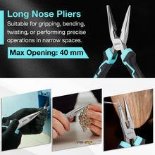 Carica l'immagine nel visualizzatore di Gallery, SHALL Set di 3 pinze, pinze a becco lungo 160 mm, pinza diagonale da 160 mm, pinza combinata da 180 mm con impugnatura m