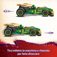 Carica l'immagine nel visualizzatore di Gallery, LEGO NINJAGO Racer Pull-Back di Lloyd - Modello di Auto da Corsa Giocattolo con 2 Minifigure, Armatura, Spade e Elementi Fulmine, Giochi per Bambini e Bambine da 7 Anni Fan delle Macchine Ninja 71828