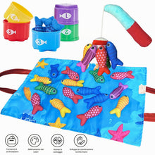 Carica l'immagine nel visualizzatore di Gallery, Gioco Pesca Magnetico per Bambini – Set Morbido in Tessuto con 15 Pesci e Secchielli, Giocattolo Educativo Montessori 1-