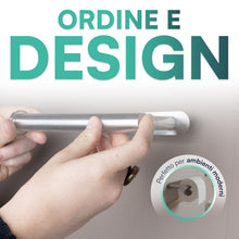 Carica l'immagine nel visualizzatore di Gallery, - Porta Carta Igienica Adesivo Moderno Senza Fori, Installazione Rapida, Grigio e Nero