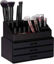 Carica l'immagine nel visualizzatore di Gallery, Relaxdays Portatrucchi, 2 Organizer Combinabili, Portaoggetti per Cosmetici con Cassetti, Multiuso, Versatile, Nero