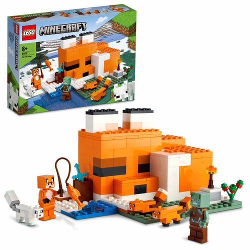 LEGO Minecraft Il Capanno della Volpe, Mattoncini da Costruzione, Set con Zombie e Animali, Giochi per Bambino e Bambina da 8 Anni, Idee Regalo 21178