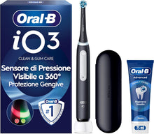 Carica l'immagine nel visualizzatore di Gallery, Oral-B Spazzolino Elettrico Ricaricabile iO 3N Nero, 1 Testina Di Ricambio, 1 Spazzolino Elettrico Oral B + 1 Dentifricio Gengive &amp; Smalto Pro-Repair Classico 75ml