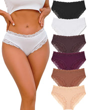 Carica l'immagine nel visualizzatore di Gallery, ALL OF ME Confezione da 6 Pezzi di Biancheria Intima da Donna in Cotone Brasiliano, Slip in Pizzo Morbido Hipster Sexy Panties, Mutandine da Donna, Mutandine morbide, Taglie S-XL, Serie A-6, M