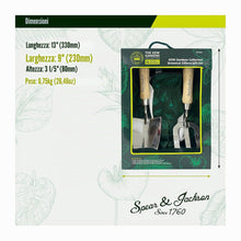 Carica l'immagine nel visualizzatore di Gallery, Spear &amp; Jackson 3055KEW Set Regalo Botanico Kew Gardens – Paletta e Forca in Acciaio Inox con Manico in Legno FSC e Guanti da Giardino con Palmo in Pelle
