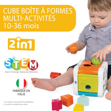 Carica l&#39;immagine nel visualizzatore di Gallery, Chicco Cubo Incastra e Martella 2 in 1, Gioco Educativo per Bambini 10 Mesi - 3 Anni, con 4 Forme Geometriche, 2 Sfere e Martello Giocattolo, Multiattività