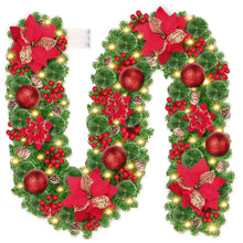 Carica l'immagine nel visualizzatore di Gallery, Ghirlanda Natalizia, CHOIGN 2.7M/9 Piedi Decorazioni Natalizie con Luci 30LEDs Alimentate Batterie, Ghirlanda Natale Decorazioni Artificiale per Porta, Camini,Scale,Decorazioni dell'albero di Natale