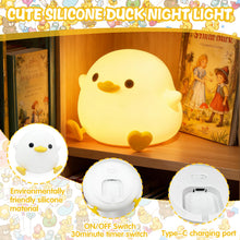 Carica l'immagine nel visualizzatore di Gallery, Luce Notturna Bambini, Simpatica Lampada da Comodino per Animali, Luce Notturna a Forma LED Ricaricabile di Anatra, luci