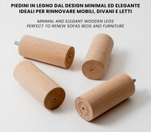Carica l'immagine nel visualizzatore di Gallery, IPEA 4x Piedini in Legno per Mobili e Divani - Altezza 140 mm – [ DESIGN MINIMAL ED ELEGANTE ] - Set di 4 Piedi in Legno