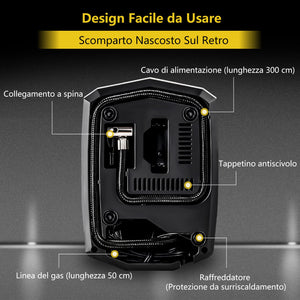 SYTUNG Compressore Aria Portatile, Compressore Aria Portatile Auto con 3 Adattatori per Ugelli e Luci LED Digitali per Pneumatici per Auto e Altri Prodotti Gonfiabili