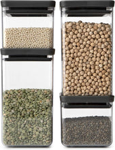Carica l'immagine nel visualizzatore di Gallery, Brabantia Tasty+ Contenitori per Alimenti Impilabili, Dark Grey, Set da 4
