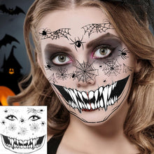 Carica l'immagine nel visualizzatore di Gallery, 8 Halloween Tatuaggi Temporanei, Tatuaggio Halloween per il viso, Impermeabile Tatuaggio Temporaneo, Cicatrice Ragno Tat