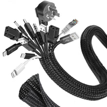 Carica l'immagine nel visualizzatore di Gallery, Romon 3m Guaina Cavi Intrecciata, 25-32 mm Flessibile Self-closing Raccogli Cavis, Tagliabile Nascondi Cable Management,