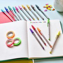 Carica l'immagine nel visualizzatore di Gallery, BIC Megatubo, Set Penne a Sfera Colorate Cristal Original (Punta 1mm), Cristal Fun e Fluo (Punta 1.6mm), Cancelleria Scuola e Casa, Idea Regalo, 20 Unità