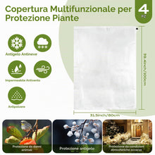 Carica l'immagine nel visualizzatore di Gallery, 4 Pezzi Tessuto Non Tessuto per Piante 80x100cm, Telo Antigelo per Piante con Cerniera Zip e Stringhe Regolabili - Cappu
